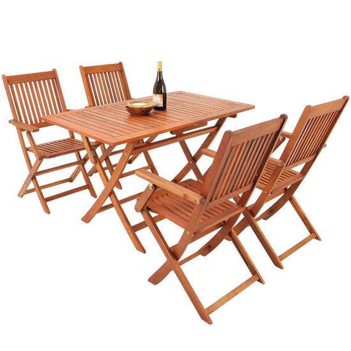Tuinset - 4 stoelen en 1 tafel - Acaciahout | bol.com