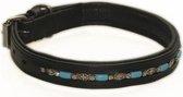 Hondenhalsband versierd met blauwe steentjes zwart 40 cm