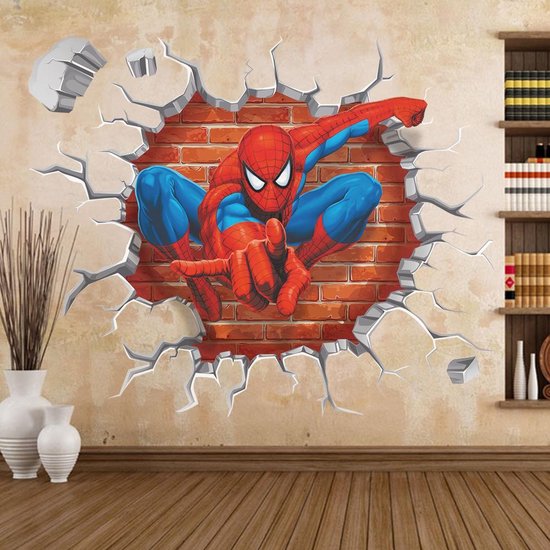Sticker mural 3D Spiderman (film) dessin animé enfants chambre décoration  de la maison 