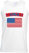 Amerika singlet shirt/ tanktop USA vlag wit heren XXL