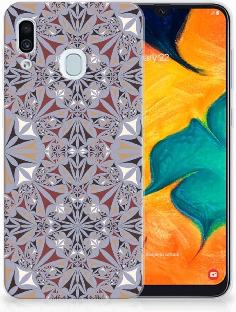 Samsung Galaxy A30 TPU Siliconen Hoesje Flower Tiles