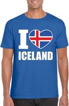 Blauw I love Ijsland fan shirt heren S