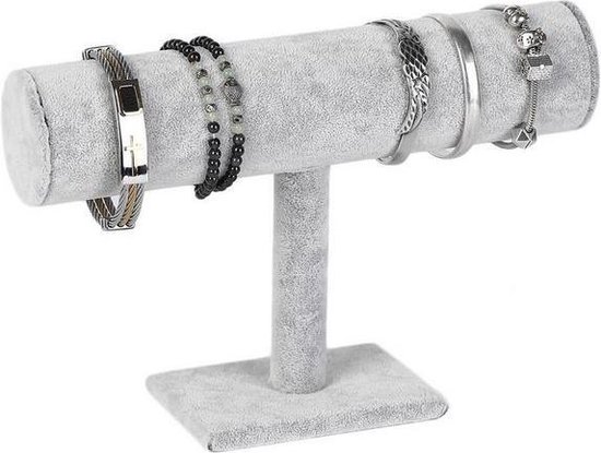 Armbanden display 1 rol grijs fluweel ©Pippashop