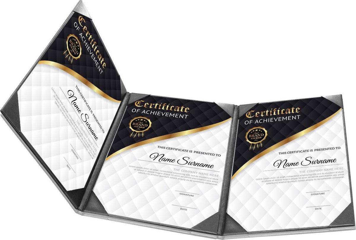 Goodline® - Rapportmap / Diplomamap / Certificaat Mappen - 3x A4 - Zwart