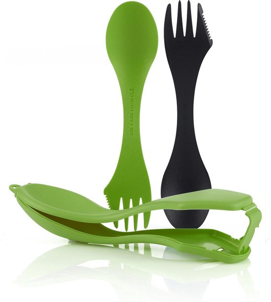 Set 2 x Spork + 1 x Spork Case Outdoor Sporks Bestekset Camping