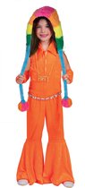 Costume des années 80 et 90 | Salopette Orange Fluo Wide Legs Années 60 | Fille | Taille 140 | Costume de carnaval | Déguisements