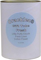 Cracklez® Geschenkset Fresh met 3 knetterende houtlont geurkaarsen: cotton flower, fresh linen en little fluffy clouds