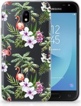 Geschikt voor Samsung Galaxy J3 2017 TPU Siliconen Hoesje Design Flamingo Palms