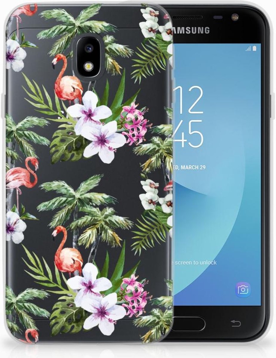 Samsung Galaxy J3 2017 TPU Hoesje Flamingo Palms