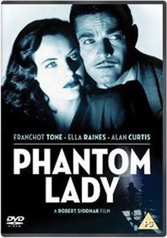 DVD hoes van "Phantom Lady" met close-up van een man en vrouw, DVD logo, en tekst.