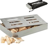 Relaxdays rookdoos roestvrij staal - smokerbox voor barbecue - Zilver RVS