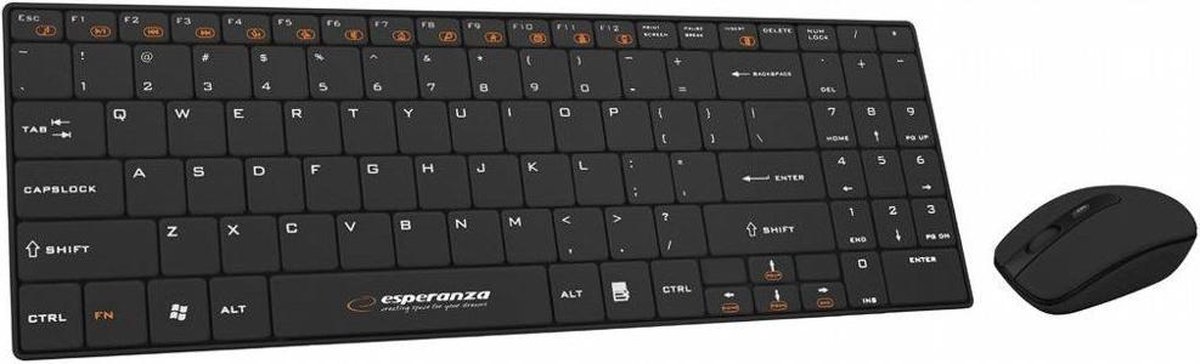 Esperanza EK122K toetsenbord Inclusief muis RF Draadloos QWERTY Zwart