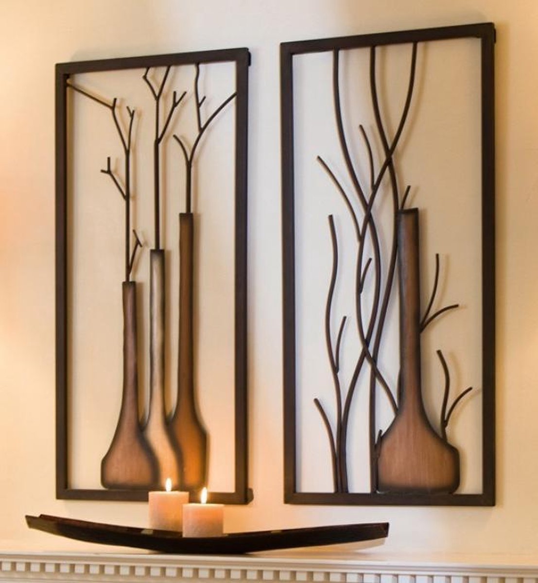 Wanddecoratie raam vazen