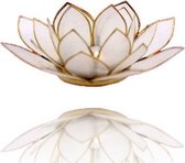 Lotus sfeerlicht naturel goudrand - 13.5 cm - S