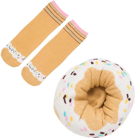 Donut sokken | sokken in de vorm van een Donut |wit glazuur met regenboog sprinkles