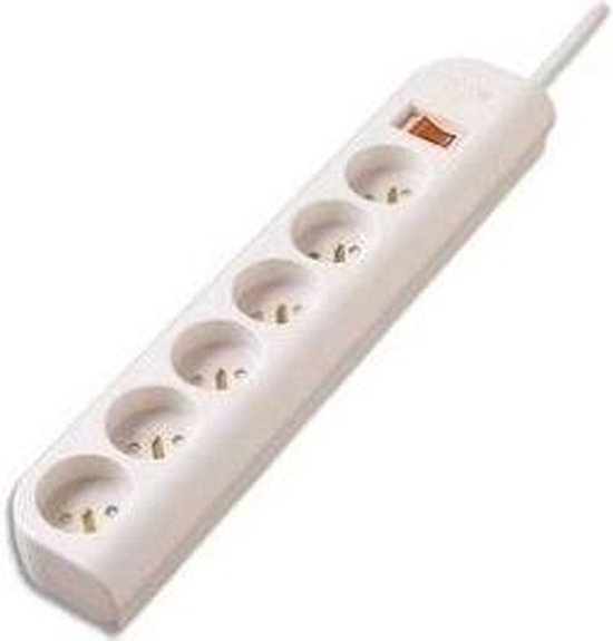 As – Schwabe 18356 6-Weg Aluminium Verdeeldoos Met Overspanningsbeveiliging, 230V, 1,5m Kabel