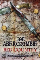 Boekomslag van 'Red Country' door Joe Abercrombie, met een mes op een oude kaart.
