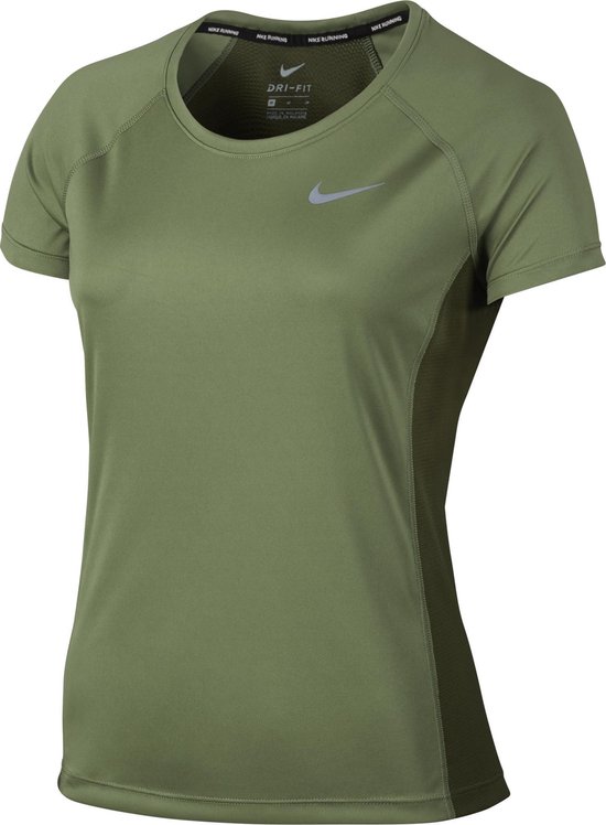 Nike Dry Miler Top Crew - Sportshirt - Dames - Palm Green/Legion Green -  Maat S | bol.com