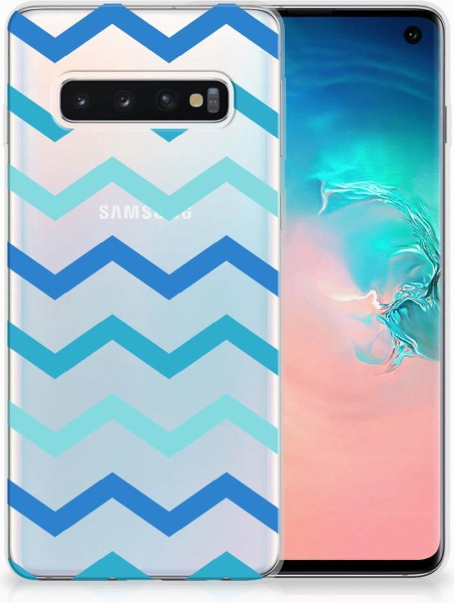Samsung Galaxy S10 TPU bumper Zigzag Blauw