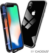 Cacious - iPhone Xs Hoesje - Aluminium Metalen Bumper - Adsorption Case - High-Impact Cover (Zwart)