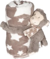 Baby/kinder grijs dekentje met apen knuffel