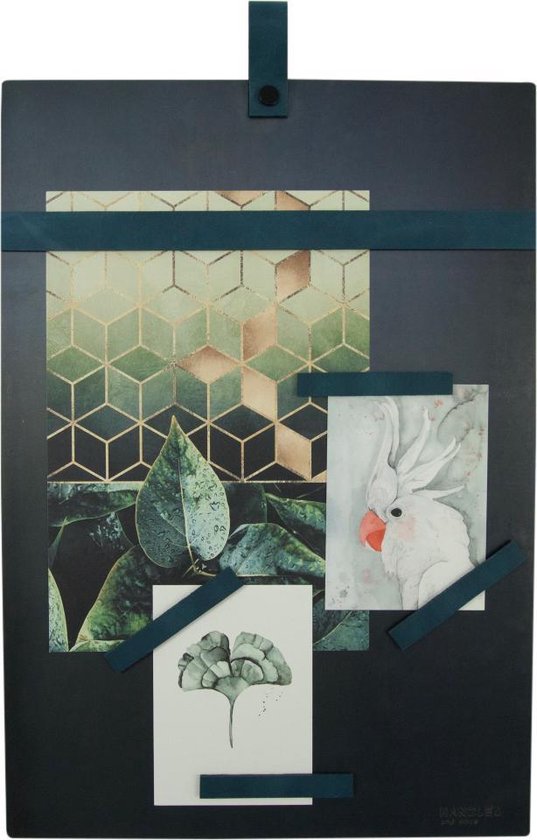 Magneetbord 50x35 Handles and more® PETROL / zwart staal (inclusief 6