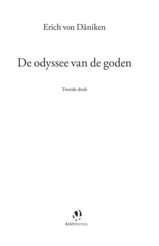 Titelpagina van het boek 'De Odyssee van de Goden' door Erich von Däniken, tweede druk.