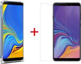 HB Hoesje Geschikt voor Samsung Galaxy A9 2018 - Anti Shock Hybrid Back Cover & Glazen Screenprotector - Transparant