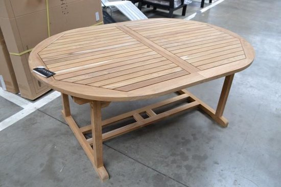 Zorg twijfel Vereniging Teak tuintafel ovaal uitschuifbaar | bol.com