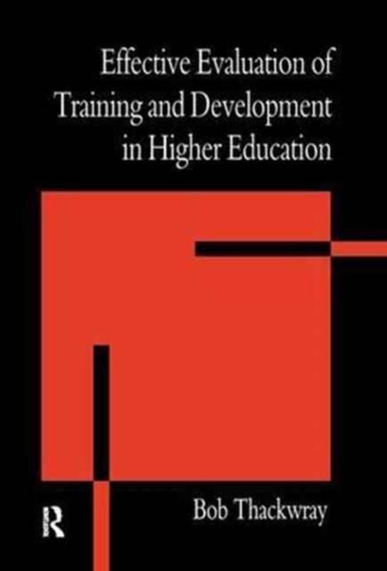 The Effective Evaluation of Training and Development in High ... - cover