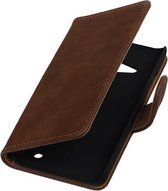 Bruin Hout Booktype Microsoft Lumia 550 Wallet Cover Cover