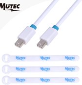 MutecPower 5 meter MINI DisplayPort (DP) naar MINI DisplayPort (DP) Kabel - mannelijk / mannelijk - Ultra HD 4k resolutie - Wit met 3 kabel koppelingen