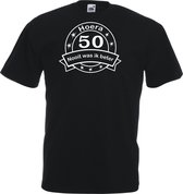 Mijncadeautje - Unisex T-shirt - Hoera 50 nooit was ik beter -  zwart - maat L