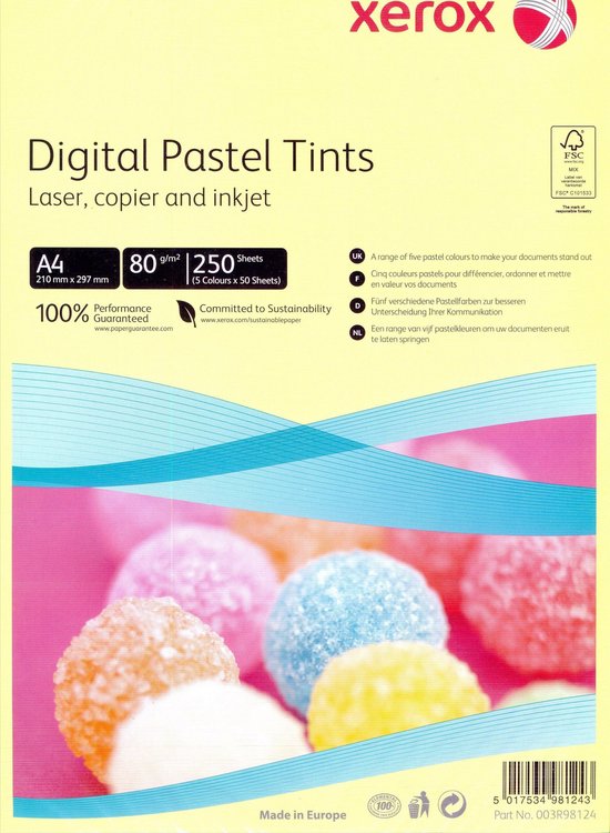 Xerox A4 Pastel Tints Paper 80 grams, 250vel bol