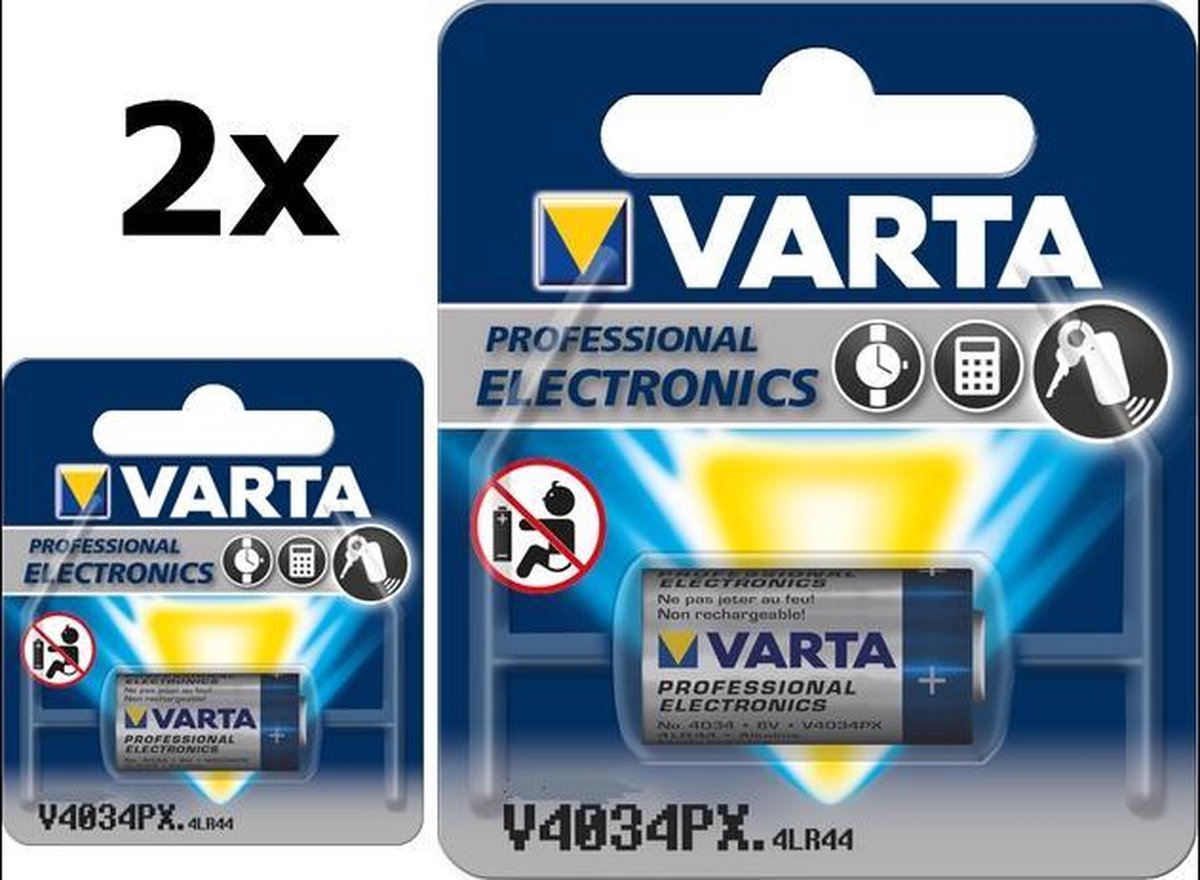 2 Stuks Varta Battery Professional Electronics V4034PX 4LR44
