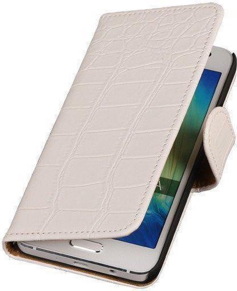 Croco Wit HTC Desire Eye Hoesjes Book/Wallet Case/Cover