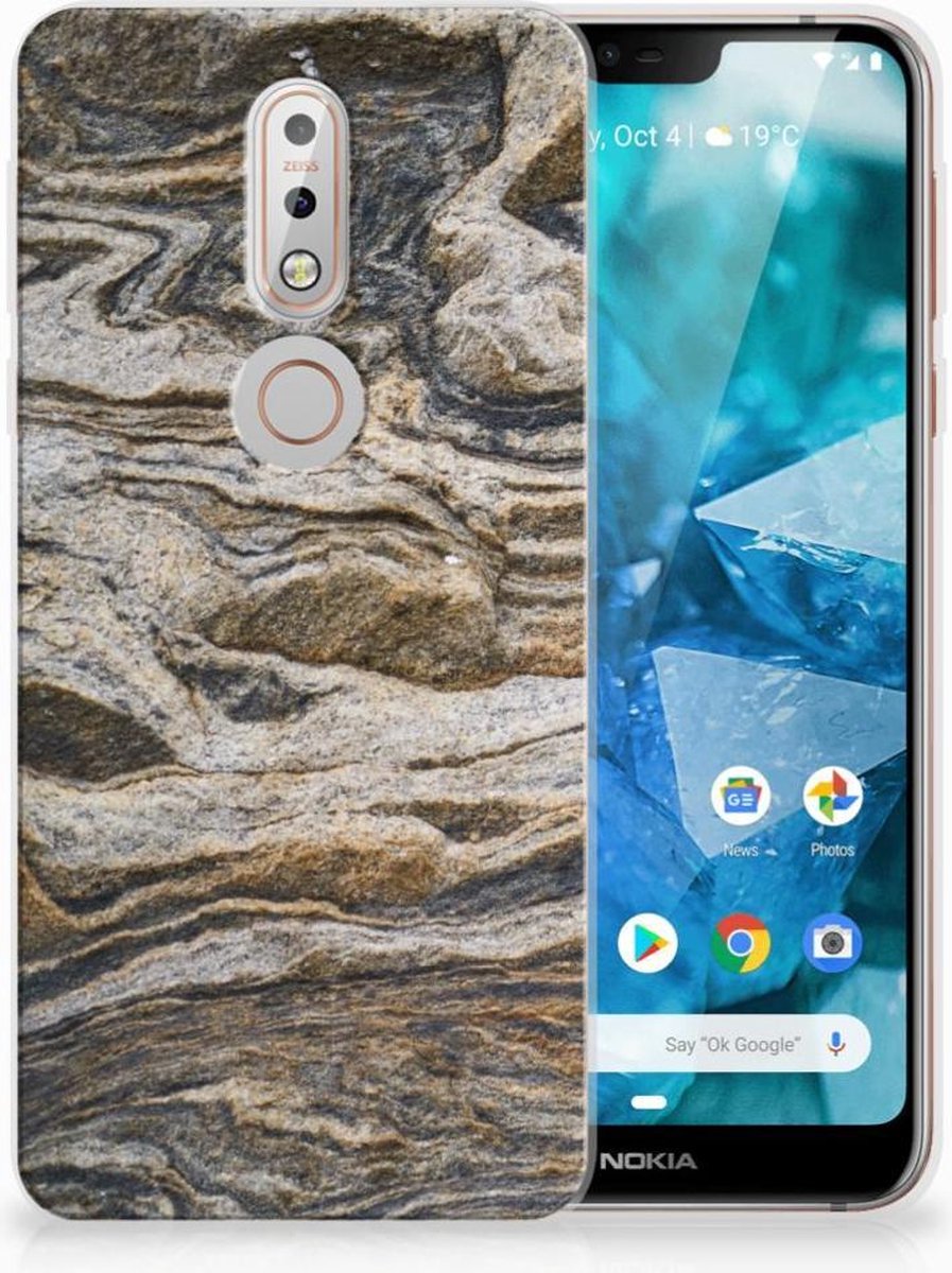 TPU Hoesje voor Nokia 7.1 TPU Siliconen Hoesje Steen