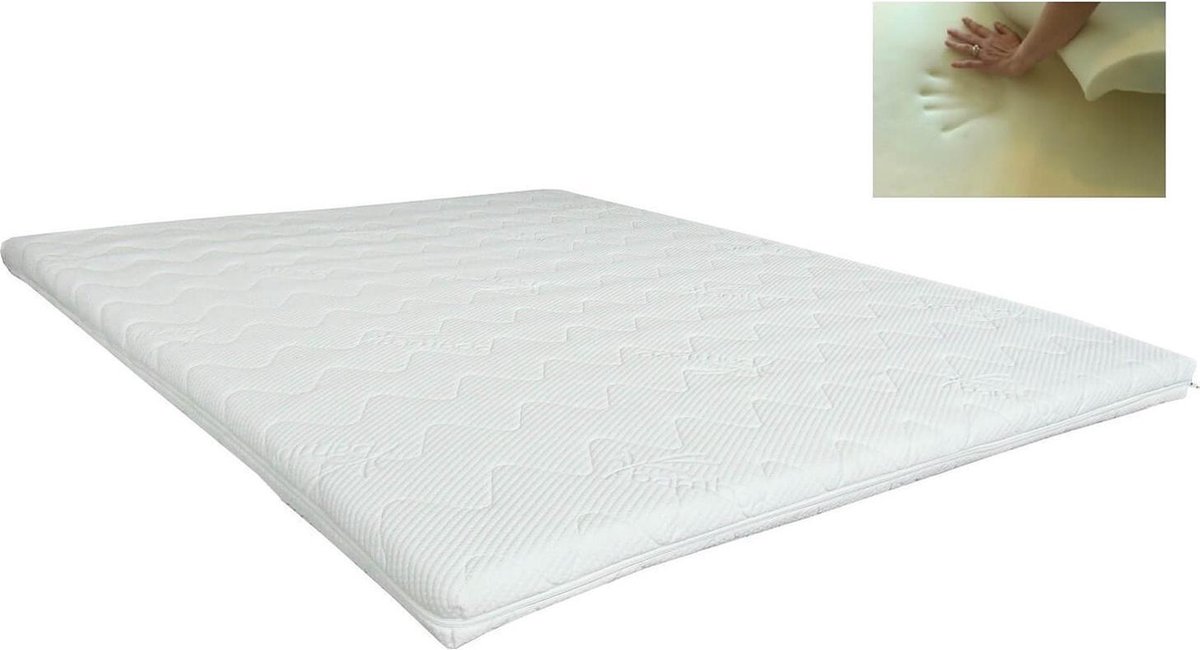 Slaaploods.nl Topdekmatras - Traagschuim Bamboo - 90x200 cm - Dikte 8 cm Wit