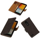 Hout Grijs LG L Bello Book Wallet Case Hoesje