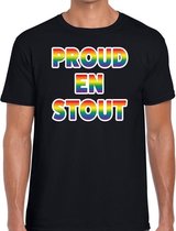 Proud en stout regenboog gaypride shirt zwart voor heren L