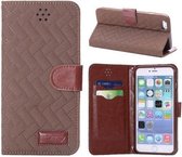 PU Leren/Stof Zigzag Wallet iPhone 6(s) plus - Bruin