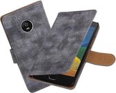 BestCases.nl Étui de type livre Motorola Moto G5 Plus Mini Snake Plain Gris