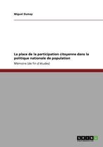 La Place de la Participation Citoyenne Dans La Politique Nationale de Population