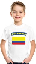 T-shirt met Colombiaanse vlag wit kinderen XS (110-116)