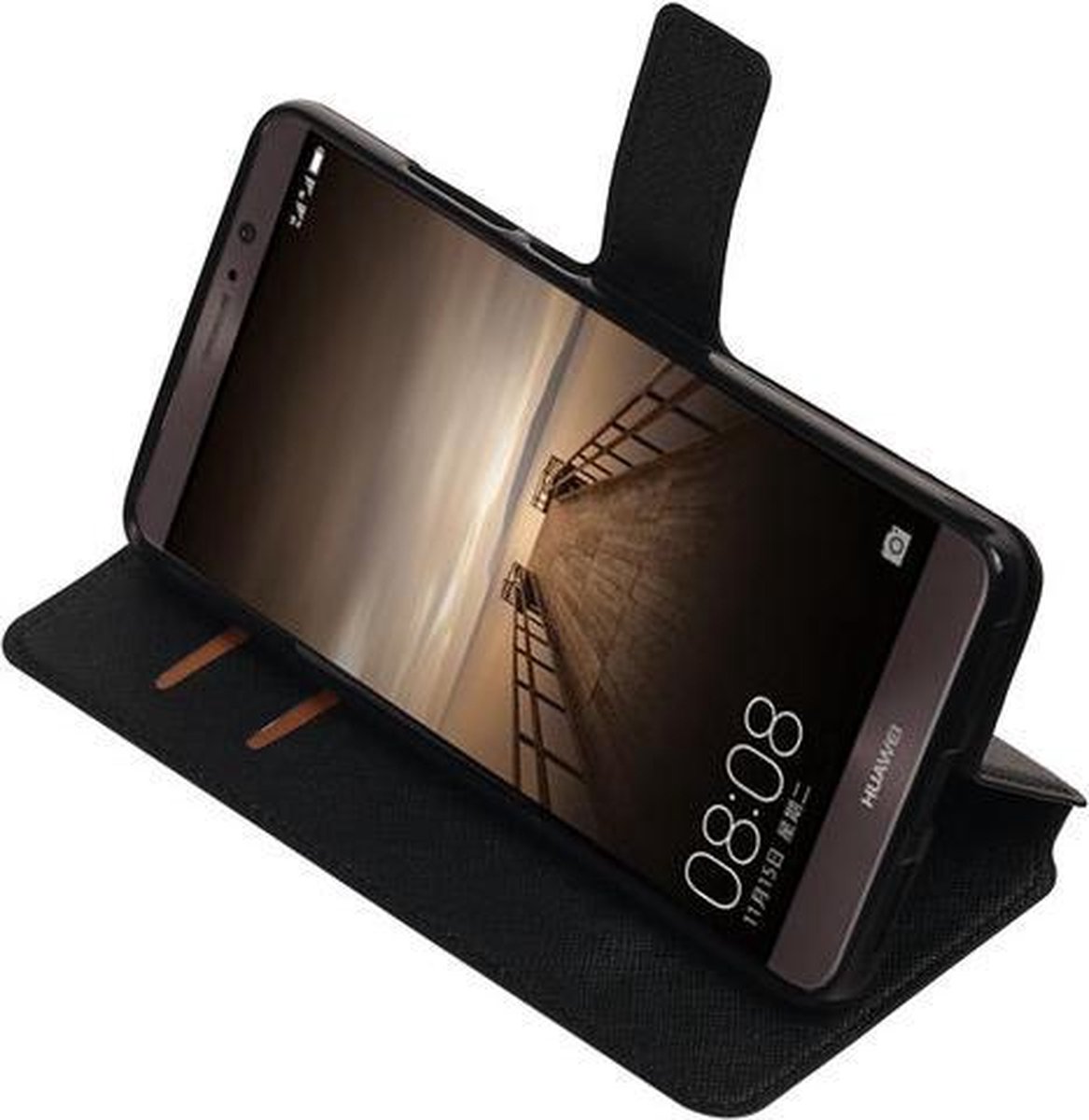 Zwart Huawei Mate 9 TPU wallet case booktype hoesje HM Book