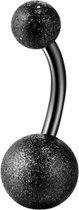 Fako Bijoux® - Navelpiercing - Mat - Glitter - Zwart