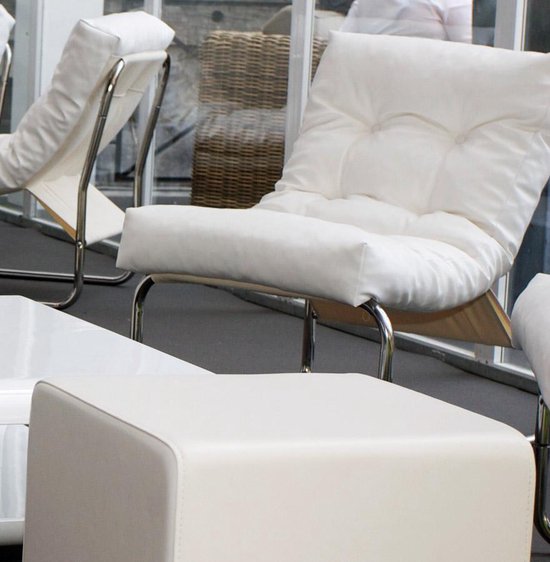 Kokoon Chaise Boudoir Faux Cuir Blanc - Fauteuil Lounge Rotatif 60x73x76 Cm