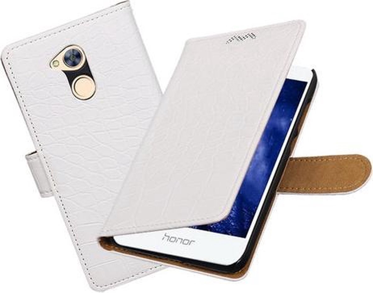 BestCases.nl Huawei Honor 6A Krokodil booktype hoesje Wit