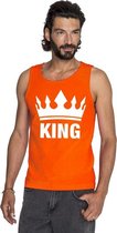 Oranje Koningsdag King tanktop shirt/ singlet heren - Oranje Koningsdag kleding. XL