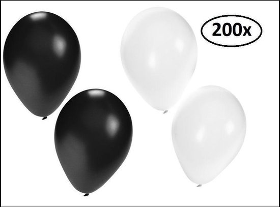 Ballonnen helium 200x zwart en wit - ballon helium lucht black and white festival gangster maffia feest party